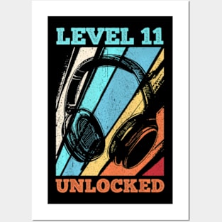 11th Birthday Video Gamer Level 11 Unlocked Posters and Art